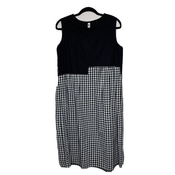 AND Dresses & Skirts - Zei LA LA Dress Womens L Black White Gingham Check Sleeveless Side Seam Pockets